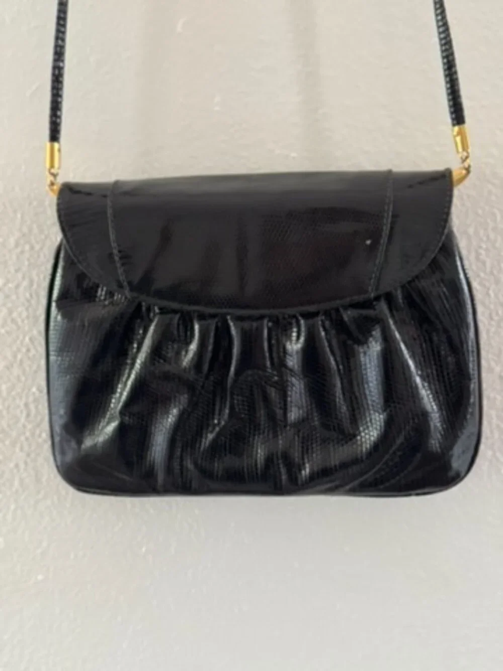 Vintage Black Evening Cross Body Bag or Clutch - Snake Print